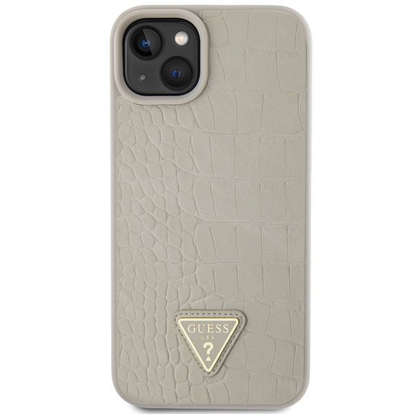 Guess GUHCP15SPCRTHCD iPhone 15 / 14 / 13 6.1&quot; złoty/gold hardcase Croco Triangle Metal Logo