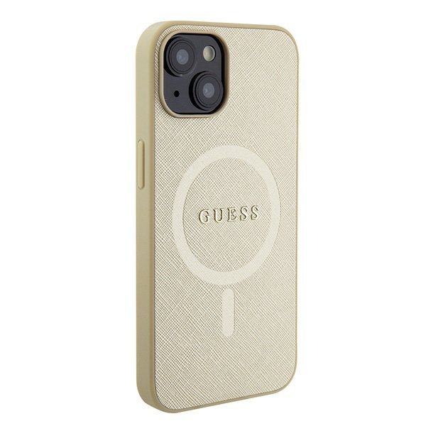 Guess GUHMP15SPSAHMCB iPhone 15 / 14 / 13 6.1&quot; złoty/gold hardcase Saffiano MagSafe
