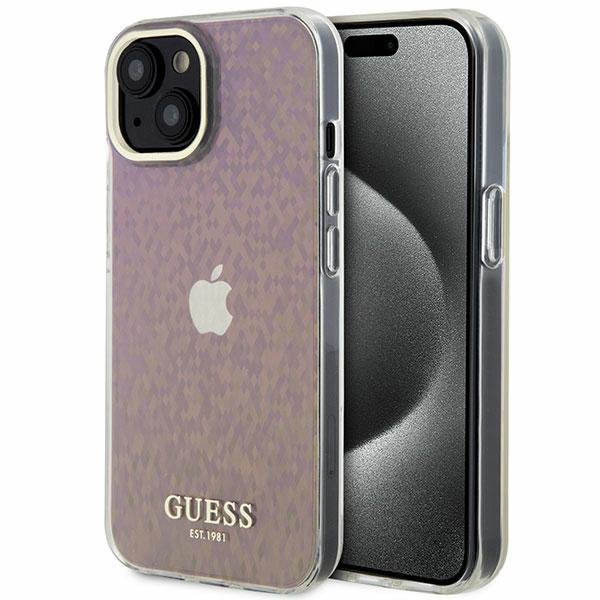 Guess GUHCP15SHDECMP iPhone 15 / 14 / 13 6.1&quot; różowy/pink hardcase IML Faceted Mirror Disco Iridescent