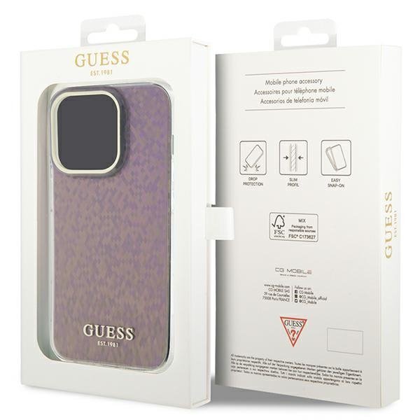 Guess GUHCP15XHDECMP iPhone 15 Pro Max 6.7&quot; różowy/pink hardcase IML Faceted Mirror Disco Iridescent