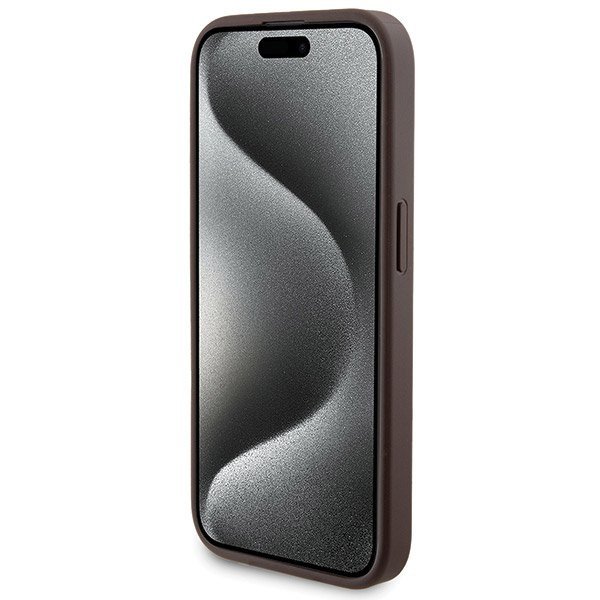 Zestaw Guess GUBPM5P15L4GEMGW iPhone15 Pro 6.1" hardcase + Powerbank 5000mAh MagSafe brązowy/brown 4G Metal Logo