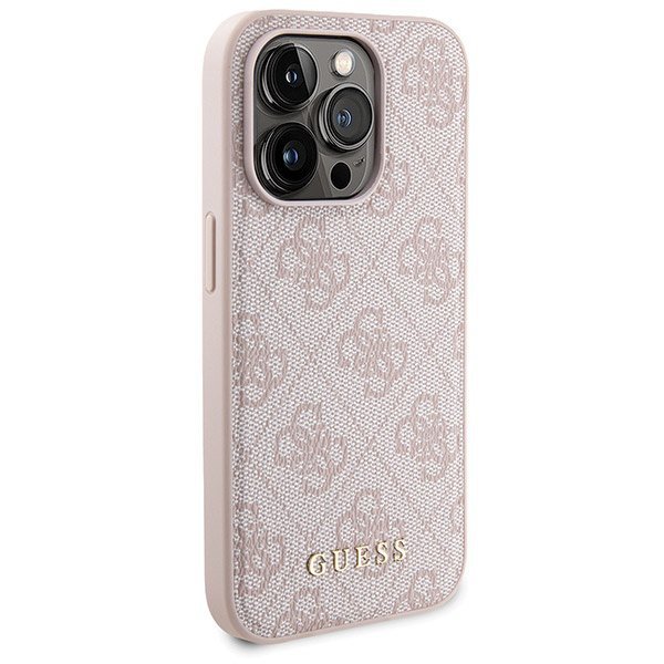 Zestaw Guess GUBPM5P14L4GEMGP iPhone14 Pro 6.1&quot; hardcase + Powerbank 5000mAh MagSafe różowy/pink 4G Metal Logo