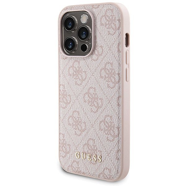 Zestaw Guess GUBPM5P15L4GEMGP iPhone15 Pro 6.1&quot; hardcase + Powerbank 5000mAh MagSafe różowy/pink 4G Metal Logo