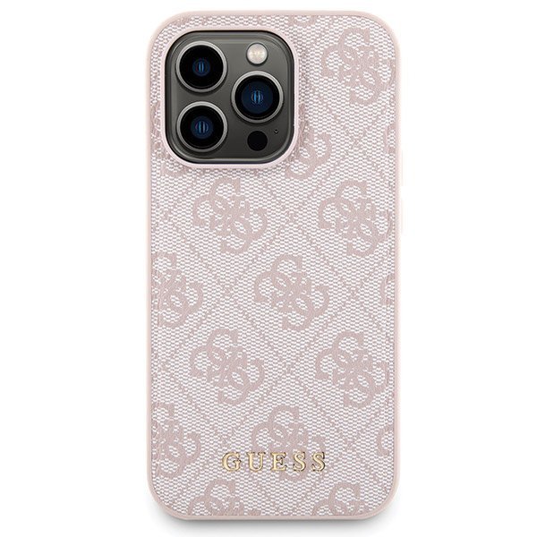 Zestaw Guess GUBPM5P15L4GEMGP iPhone15 Pro 6.1&quot; hardcase + Powerbank 5000mAh MagSafe różowy/pink 4G Metal Logo