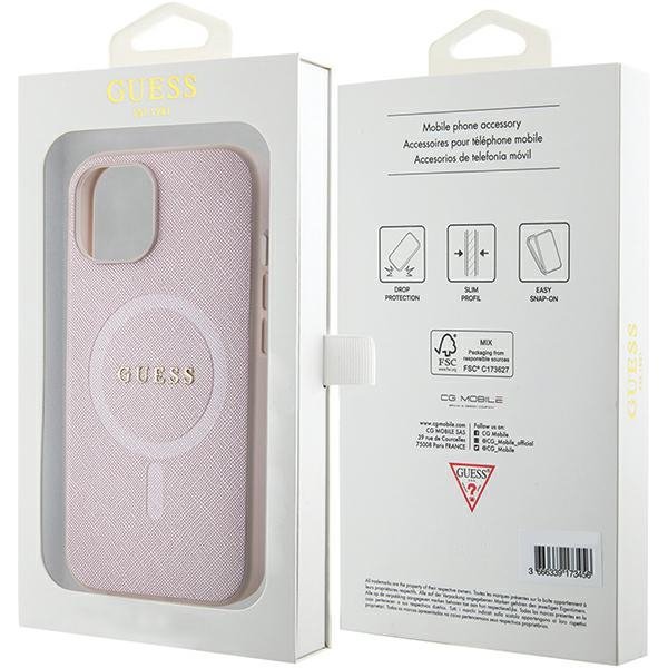 Guess GUHMP15MPSAHMCP iPhone 15 Plus / 14 Plus 6.7&quot; różowy/pink hardcase Saffiano MagSafe