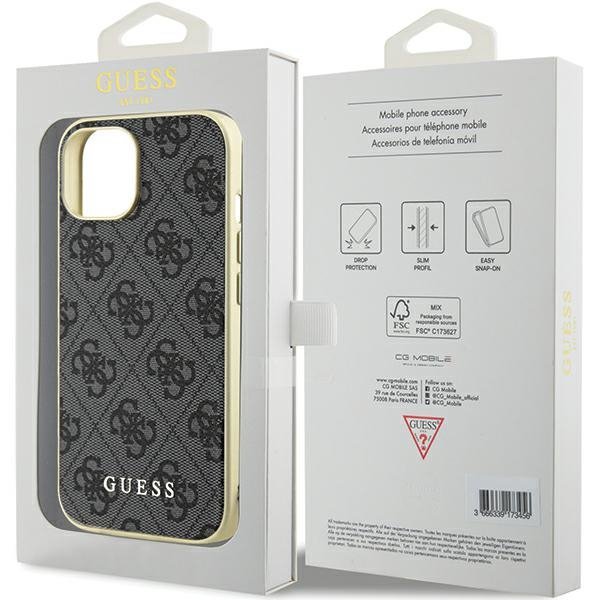 Guess GUHCP15SGF4GGR iPhone 15 / 14 / 13 6.1&quot; szary/grey hardcase 4G Charms Collection