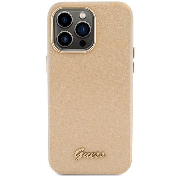 Guess GUHCP15XPGMCSD iPhone 15 Pro Max 6.7&quot; złoty/light gold hardcase Glitter Glossy Script