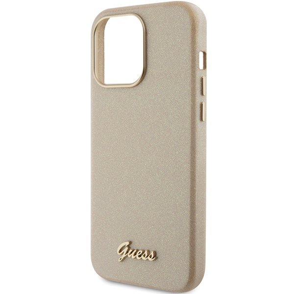 Guess GUHCP15XPGMCSD iPhone 15 Pro Max 6.7&quot; złoty/light gold hardcase Glitter Glossy Script