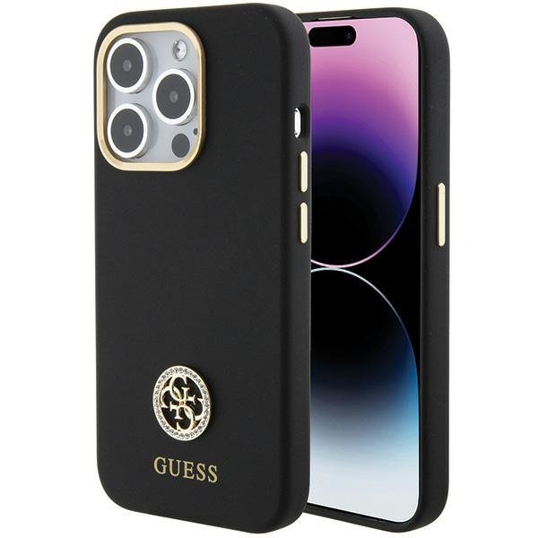 Guess GUHCP15LM4DGPK iPhone 15 Pro6.1&quot; czarny/black hardcase Silicone Logo Strass 4G