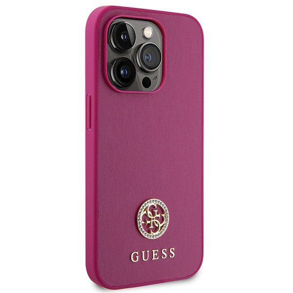 Guess GUHCP15LPS4DGPP iPhone 15 Pro 6.1&quot; różowy/pink hardcase Strass Metal Logo