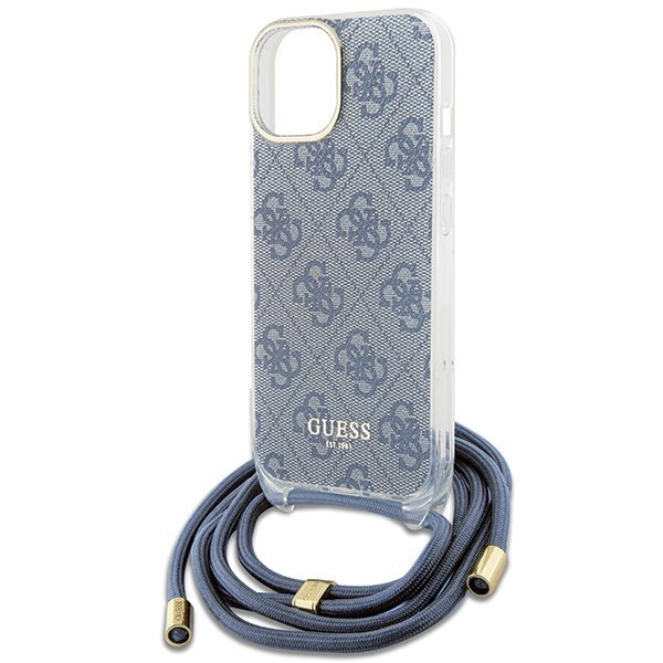 Guess GUHCP15SHC4SEB iPhone 15 / 14 / 13 6.1&quot; niebieski/blue hardcase Crossbody Cord 4G Print