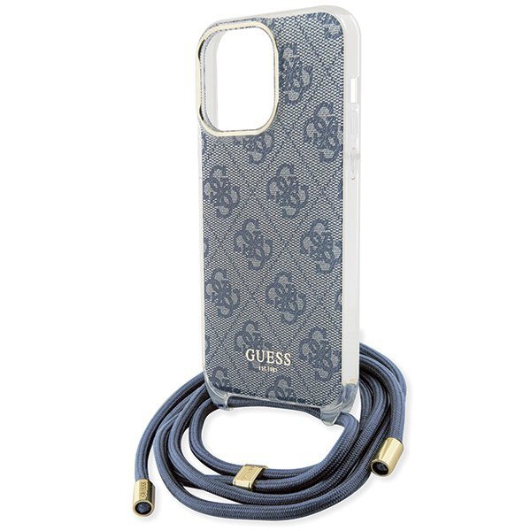 Guess GUHCP15LHC4SEB iPhone 15 Pro 6.1&quot; niebieski/blue hardcase Crossbody Cord 4G Print