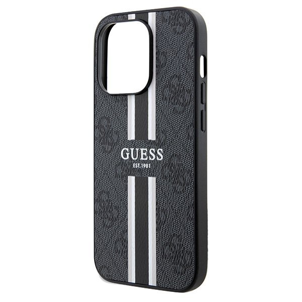 Guess GUHMP15LP4RPSK iPhone 15 Pro 6.1&quot; czarny/black hardcase 4G Printed Stripes MagSafe