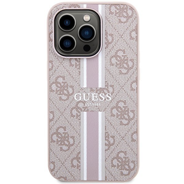 Guess GUHMP15LP4RPSP iPhone 15 Pro 6.1&quot; różowy/pink hardcase 4G Printed Stripes MagSafe
