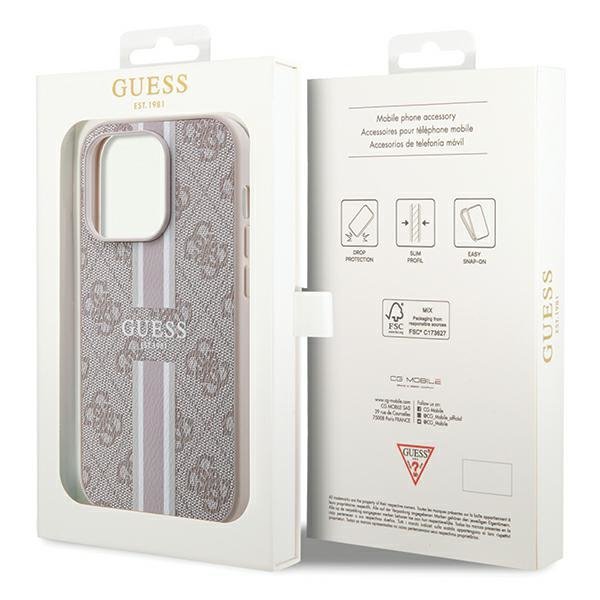 Guess GUHMP15XP4RPSP iPhone 15 Pro Max 6.7&quot; różowy/pink hardcase 4G Printed Stripes MagSafe