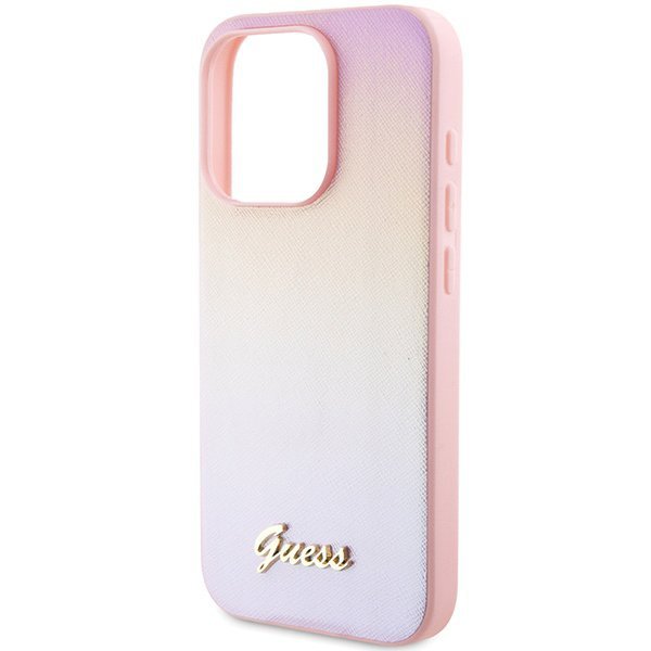 Guess GUHCP15XPSAIRSP iPhone 15 Pro Max 6.7&quot; różowy/pink hardcase Saffiano Iridescent Script