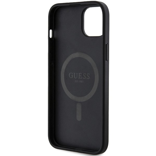 Guess GUHMP15MG4GFRK iPhone 15 Plus / 14 Plus 6.7&quot; czarny/black hardcase 4G Collection Leather Metal Logo MagSafe