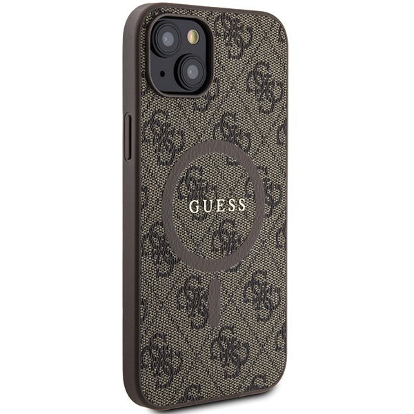 Guess GUHMP15SG4GFRW iPhone 15 / 14 / 13 6.1&quot; brązowy/brown hardcase 4G Collection Leather Metal Logo MagSafe