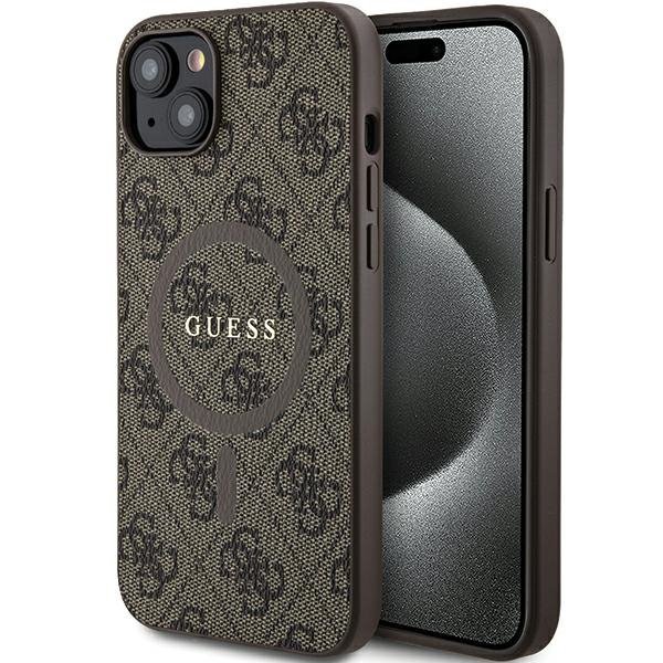 Guess GUHMP15MG4GFRW iPhone 15 Plus / 14 Plus 6.7&quot; brązowy/brown hardcase 4G Collection Leather Metal Logo MagSafe