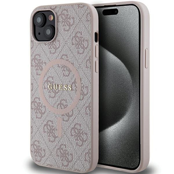 Guess GUHMP14SG4GFRP iPhone 14 / 15 / 13 6.1&quot; różowy/pink hardcase 4G Collection Leather Metal Logo MagSafe