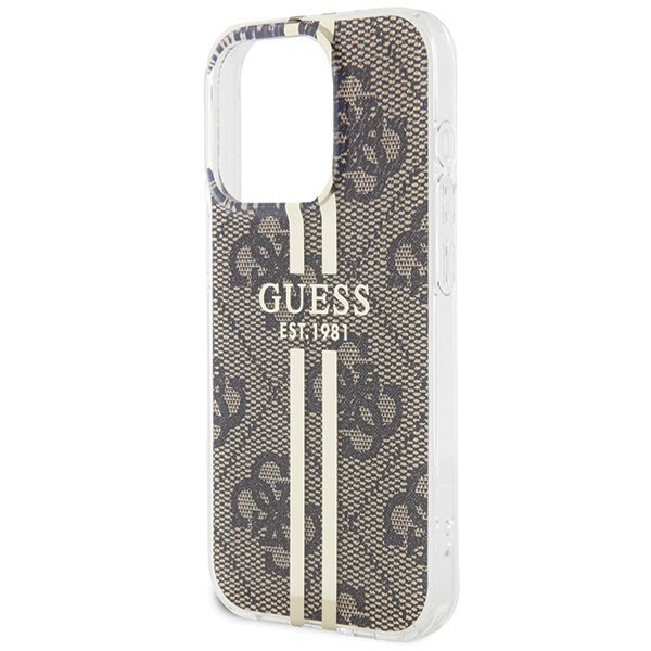 Guess GUHCP15LH4PSEGW iPhone 15 Pro 6.1&quot; brązowy/brown hardcase IML 4G Gold Stripe
