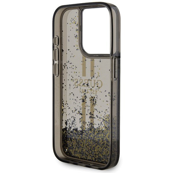 Guess GUHCP15XLFCSEGK iPhone 15 Pro Max 6.7&quot; czarny/black hardcase Liquid Glitter Gold Stripes
