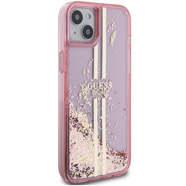 Guess GUHCP15MLFCSEGP iPhone 15 Plus / 14 Plus 6.7&quot; różowy/pink hardcase Liquid Glitter Gold Stripes