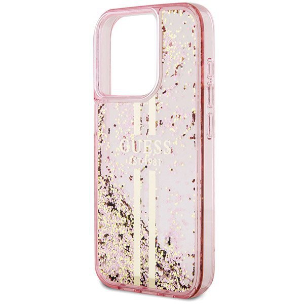 Guess GUHCP15XLFCSEGP iPhone 15 Pro Max 6.7&quot; różowy/pink hardcase Liquid Glitter Gold Stripes