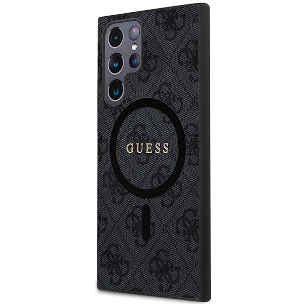 Guess GUHMS24LG4GFRK S24 Ultra S928 czarny/black hardcase 4G Collection Leather Metal Logo MagSafe