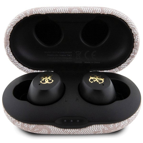 Guess słuchawki Bluetooth GUTWSP4EGPTWS + stacja dokująca ENC różowy/pink 4G Metal