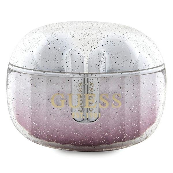 Guess słuchawki Bluetooth GUTWSHDGKEEPTWS + stacja dokująca różow/pink Glitter Gradient