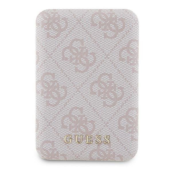 Guess Powerbank indukcyjny 15WGUPB5FP4EMGP 5000mAh różowy/pink 4G Leather Metal Logo MagSafe