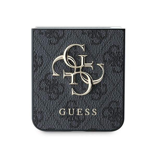 Guess GUHCZF64GMGGR Z Flip6 F741czarny/black Leather 4G Metal Logo