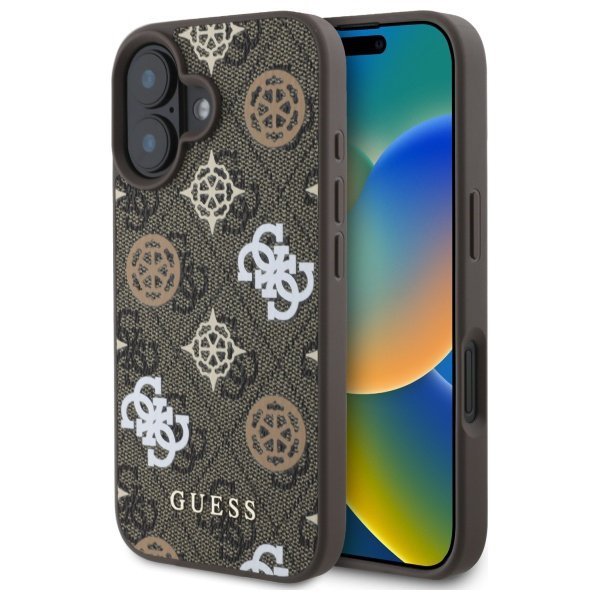 Guess GUHMP16SP4PWPW iPhone 16 6.1&quot; brązowy/brown hardcase Peony On 4G Background MagSafe
