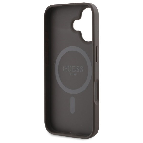 Guess GUHMP16SP4PWPW iPhone 16 6.1&quot; brązowy/brown hardcase Peony On 4G Background MagSafe