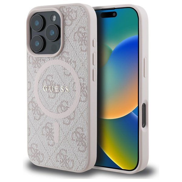 Guess GUHMP16XG4GFRP iPhone 16 Pro Max 6.9&quot; różowy/pink hardcase 4G Ring Classic Logo MagSafe