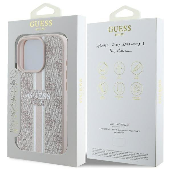 Guess GUHMP16XP4RPSP iPhone 16 Pro Max 6.9&quot; różowy/pink hardcase 4G Printed Stripes MagSafe