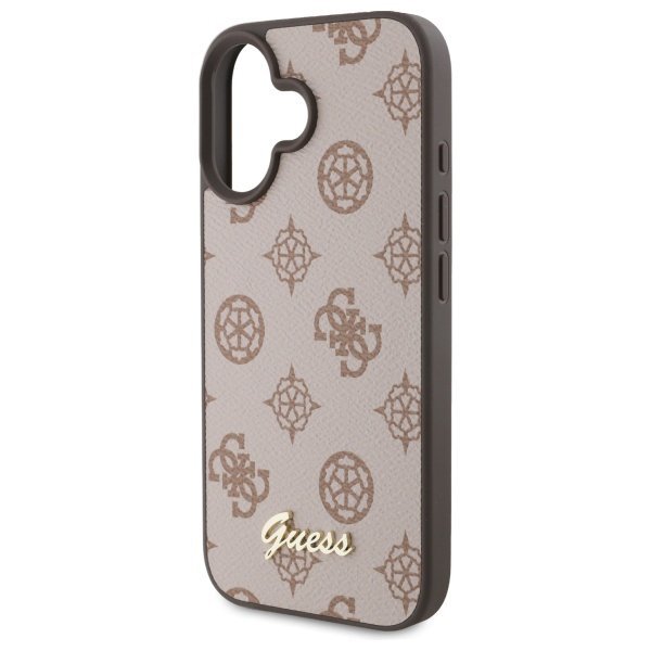 Guess GUHMP16SPGPYSW iPhone 16 6.1&quot; brązowy/brown hardcase Peony Script MagSafe