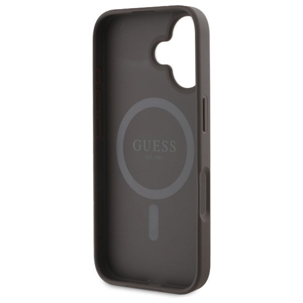 Guess GUHMP16SPGPYSW iPhone 16 6.1&quot; brązowy/brown hardcase Peony Script MagSafe