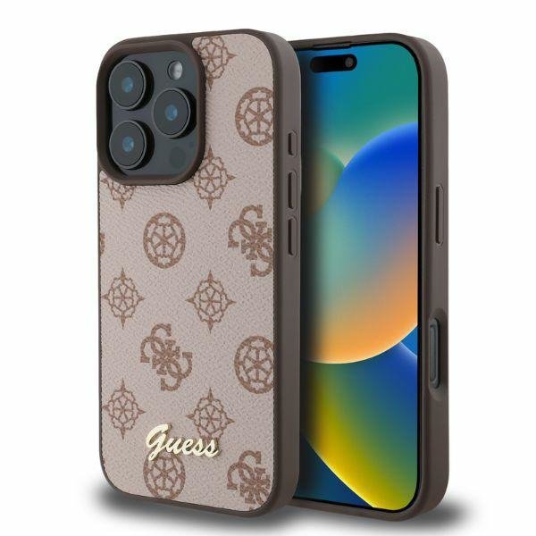 Guess GUHMP16LPGPYSW iPhone 16 Pro 6.3&quot; brązowy/brown hardcase Peony Script MagSafe