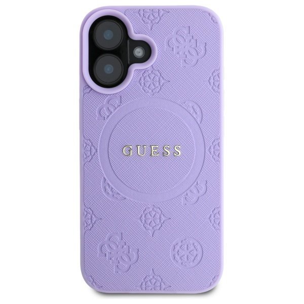 Guess GUHMP16SPSAPSMEU iPhone 16 6.1&quot; fioletowy/purple hardcase Saffiano Peony Classic Logo MagSafe