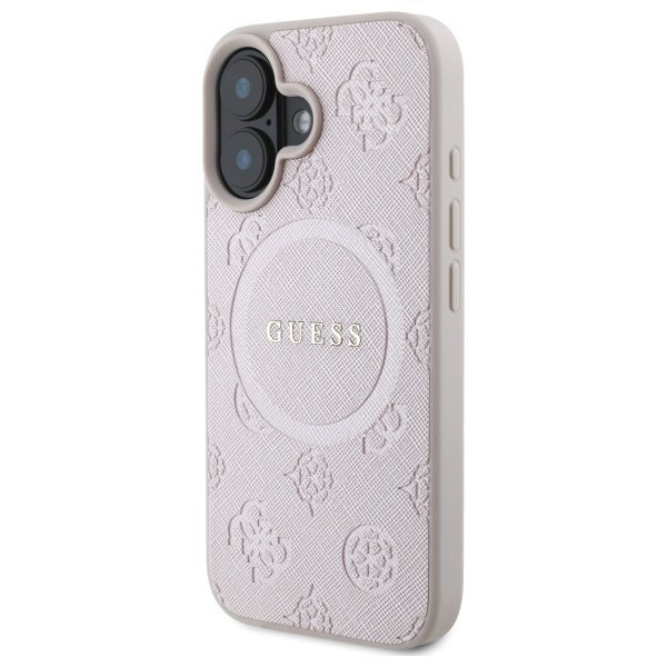 Guess GUHMP16SPSAPSMEP iPhone 16 6.1&quot; różowy/pink hardcase Saffiano Peony Classic Logo MagSafe