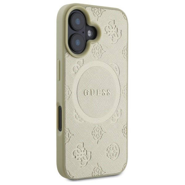 Guess GUHMP16SPSAPSMED iPhone 16 6.1&quot; złoty/gold hardcase Saffiano Peony Classic Logo MagSafe