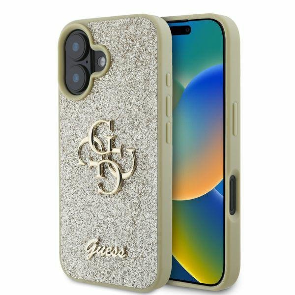 Guess GUHCP16SHG4SGD iPhone 16 6.1&quot; złoty/gold hardcase Fixed Glitter Big 4G