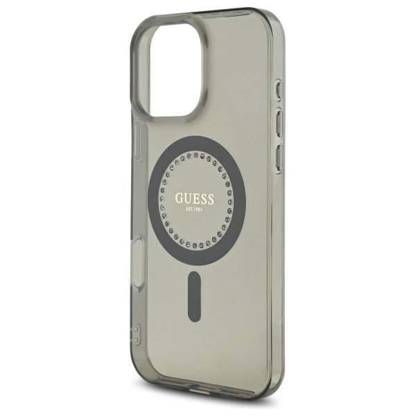 Guess GUHMP16LPFTDTEK iPhone 16 Pro 6.3&quot; czarny/black hardcase IML Rhinestones MagSafe