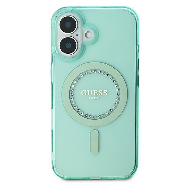 Guess GUHMP16MPFTDTEN iPhone 16 Plus 6.7&quot; zielony/green hardcase IML Rhinestones MagSafe