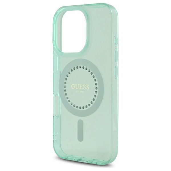 Guess GUHMP16LPFTDTEN iPhone 16 Pro 6.3&quot; zielony/green hardcase IML Rhinestones MagSafe