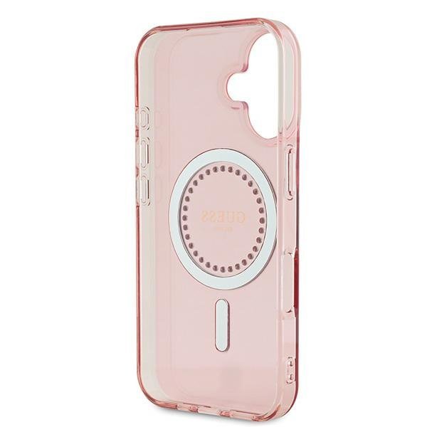 Guess GUHMP16SPFTDTEP iPhone 16 6.1&quot; różowy/pink hardcase IML Rhinestones MagSafe