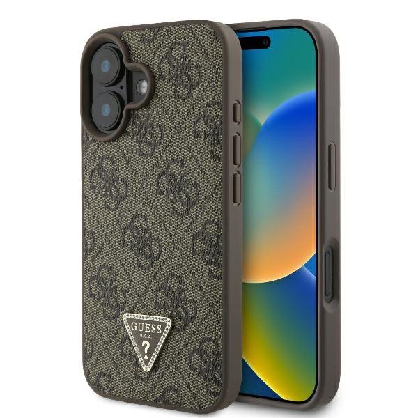 Guess GUHCP16MP4TDPW iPhone 16 Plus6.7&quot; brązowy/brown hardcase Leather 4G Triangle Strass