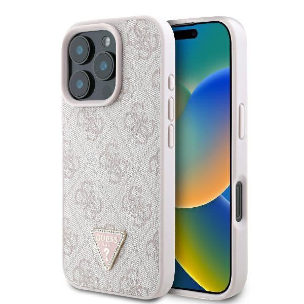 Guess GUHCP16XP4TDPP iPhone 16 Pro Max6.9&quot; różowy/pink hardcase Leather 4G Triangle Strass